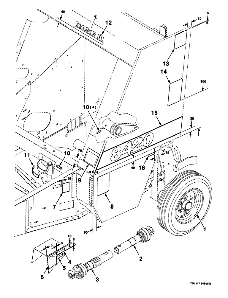 Схема запчастей Case IH 8420 - (09-02) - DECALS AND LOCATION DIAGRAM (FRONT-LEFT) Decals & Attachments