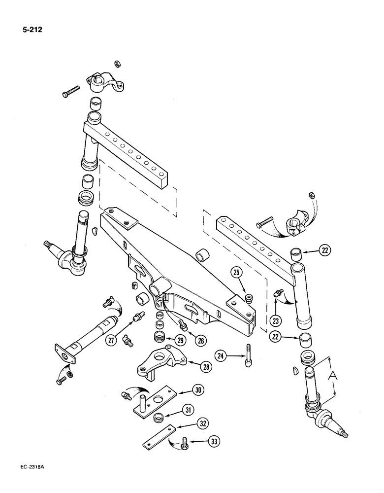 Схема запчастей Case IH 585 - (5-212) - AXLE, FRONT, STRAIGHT ADJUSTABLE, 52 TO 77 INCH TRACK, CONTD (05) - STEERING