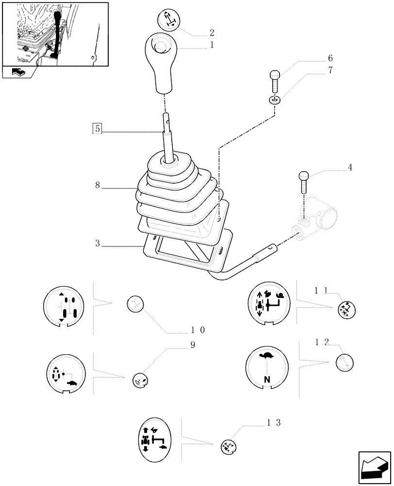 Схема запчастей Case IH FARMALL 75N - (1.92.34[01A]) - REVERSER CONTROL LEVER - L/CAB - D6359 (10) - OPERATORS PLATFORM/CAB