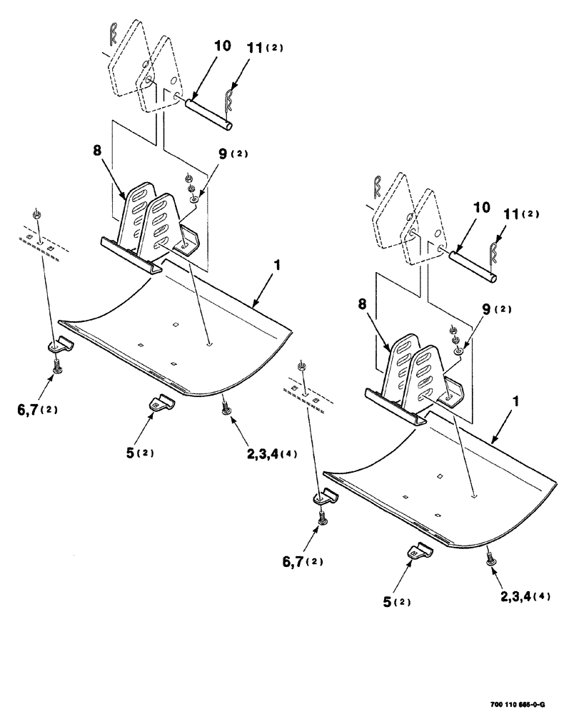 Схема запчастей Case IH 525 - (07-036) - SKID SHOES AND MOUNTING ASSEMBLIES (12 FOOT) (58) - ATTACHMENTS/HEADERS