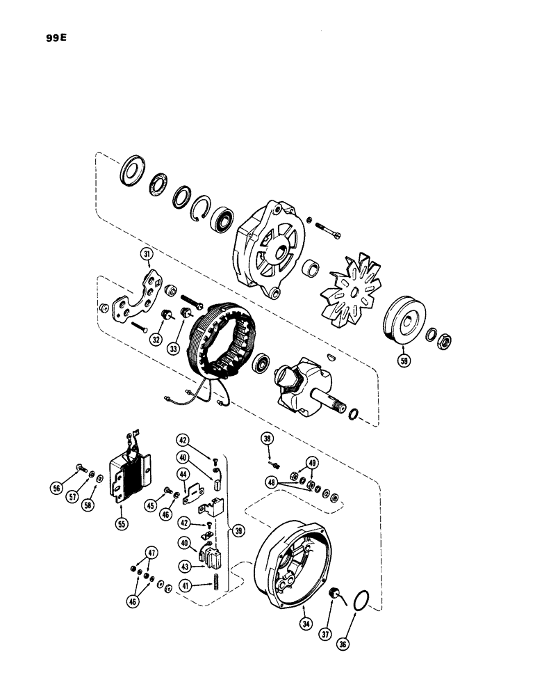 Схема запчастей Case IH 770 - (099E) - A59761 ALTERNATOR, (267B) DIESEL & (251B) SPARK IGNITION ENGINES (04) - ELECTRICAL SYSTEMS