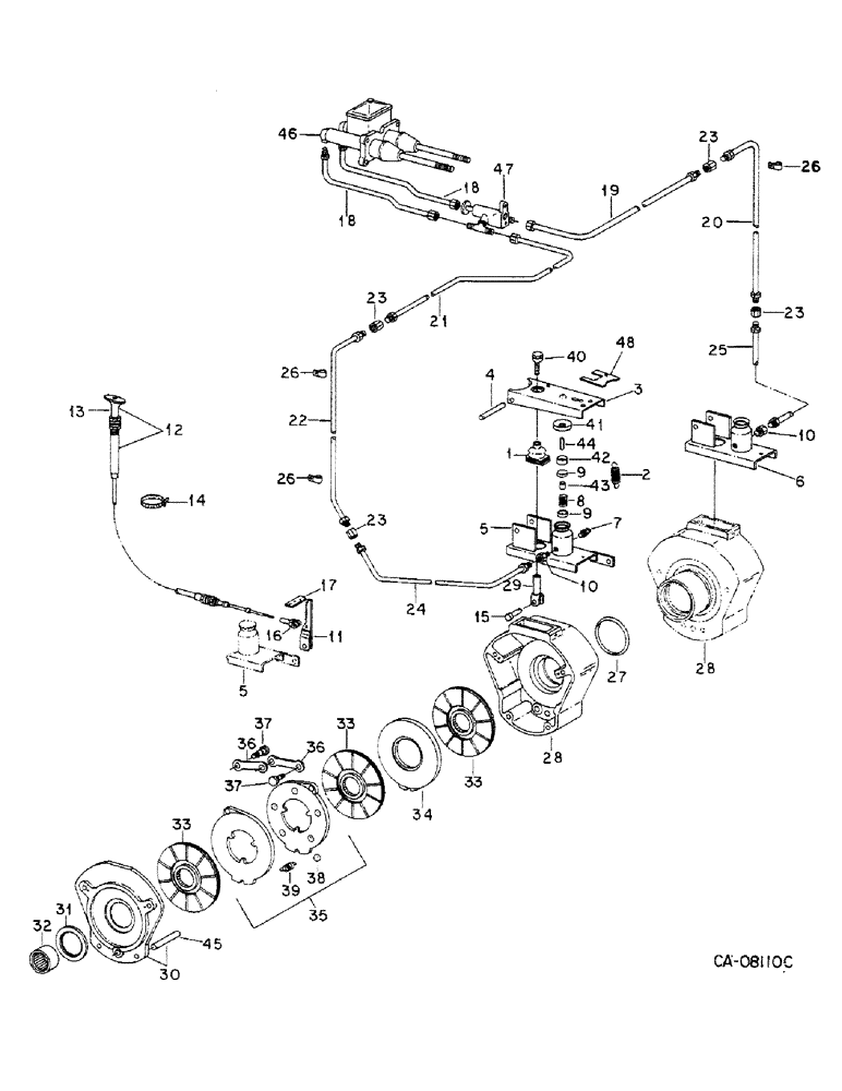 Схема запчастей Case IH 1460 - (04-08) - BRAKE, MASTER AND PARKING BRAKE, S/N 32001 AND ABOVE (5.1) - BRAKES