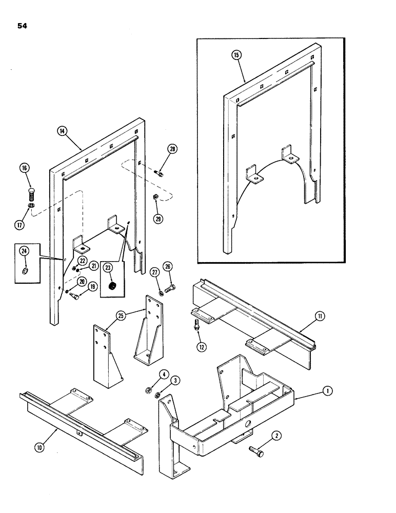 Схема запчастей Case IH 201 - (54) - REAR PANEL AND SUPPORTS 