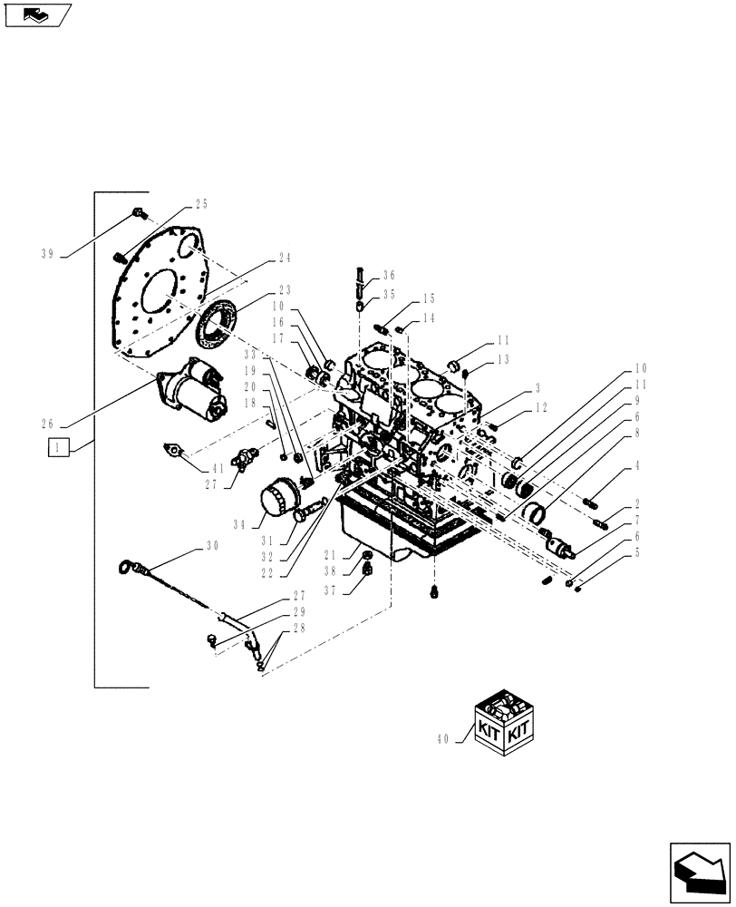 Схема запчастей Case IH FARMALL 45A - (10.001.02[01]) - CYLINDER BLOCK (10) - ENGINE