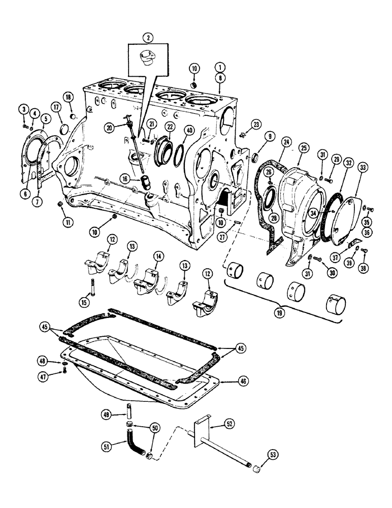 Схема запчастей Case IH 1010 - (404) - CYLINDER BLOCK ASSEMBLY, 284 SPARK IGNITION ENGINE (10) - ENGINE