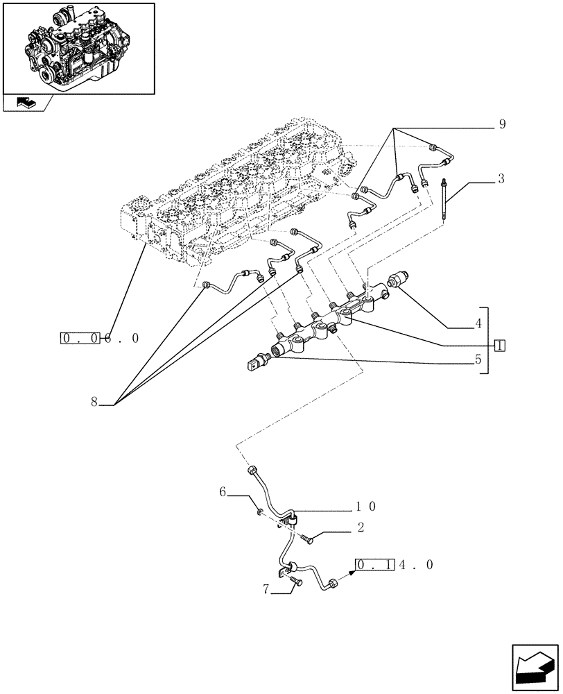 Схема запчастей Case IH F4HE9687S J100 - (0.14.9) - INJECTION EQUIPMENT - PIPING (2855121) 