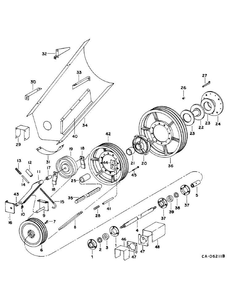 Схема запчастей Case IH 1460 - (33-13) - FEEDER, FEEDER JACKSHAFT DRIVE, S/N 12001 AND ABOVE (13) - FEEDER