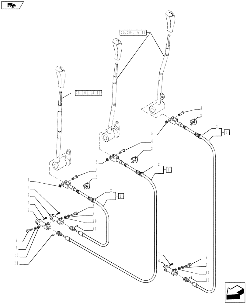 Схема запчастей Case IH PUMA 185 - (35.204.16[02]) - 3 MECHANICAL REAR REMOTE CONTROL VALVES (35) - HYDRAULIC SYSTEMS