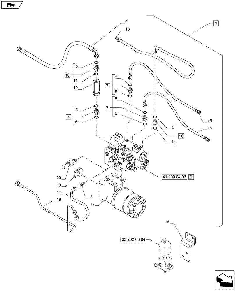 Схема запчастей Case IH PUMA 170 - (88.055.26[04]) - DIA KIT - AUTO GUIDANCE SYSTEM READY - VALVES AND PIPES (88) - ACCESSORIES