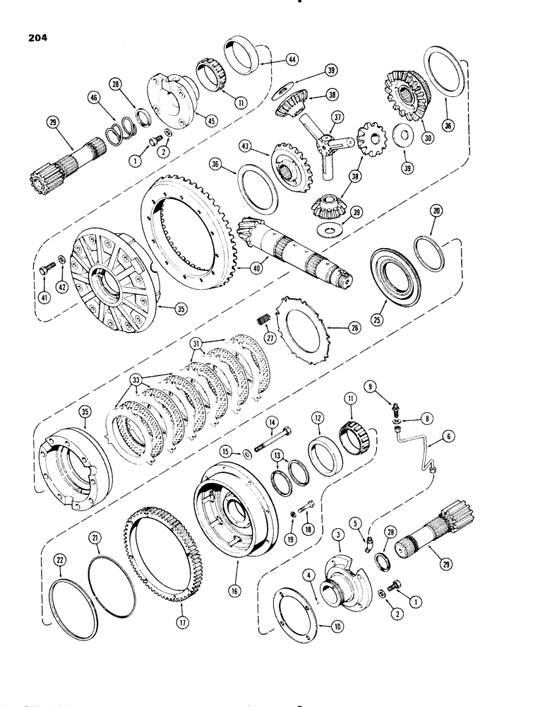 Схема запчастей Case IH 1270 - (204) - DIFFERENTIAL, USED TRANSMISSION SERIAL NUMBER 10028201 TO 100547473 (06) - POWER TRAIN