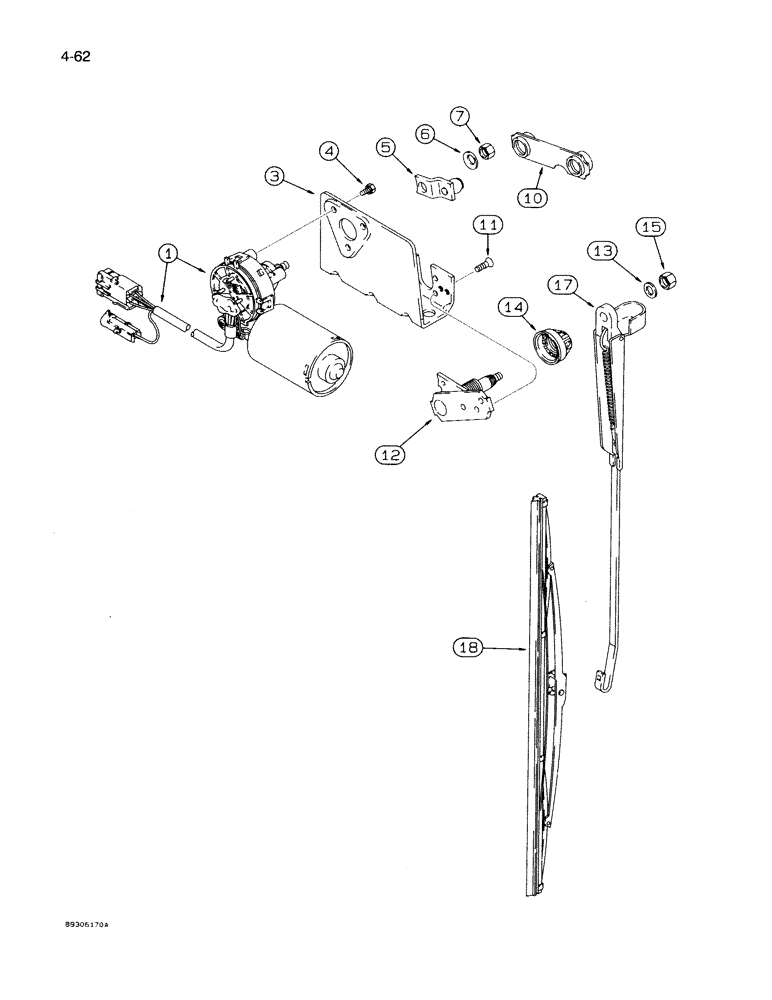 Схема запчастей Case IH 7130 - (4-062) - WINDSHIELD WIPER ASSEMBLY (04) - ELECTRICAL SYSTEMS