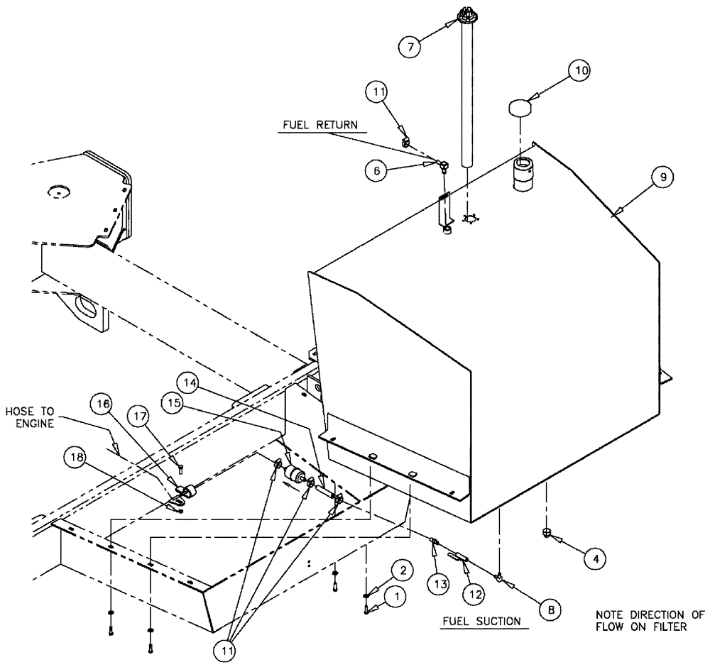 Схема запчастей Case IH SPX3310 - (04-002) - FUEL TANK GROUP Suspension & Frame