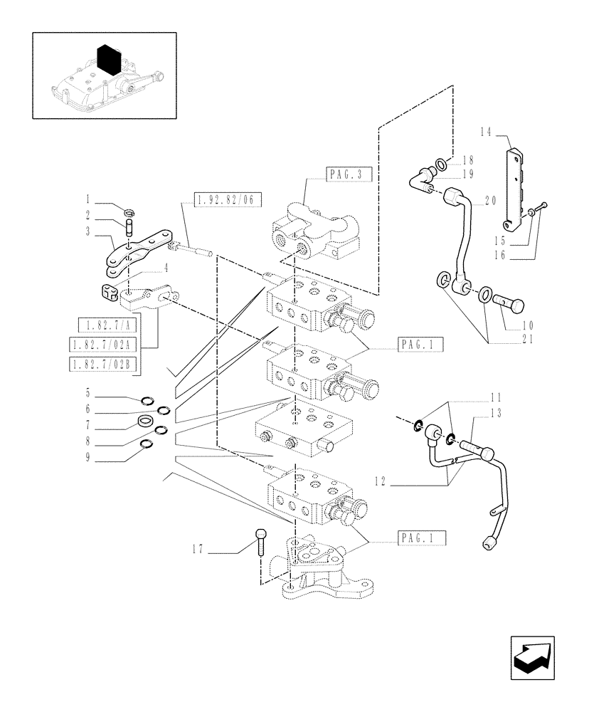 Схема запчастей Case IH JX1095N - (1.82.7/09[02]) - (VAR.088) 3 REAR REMOTE VALVES - PIPES AND RINGS - C5484 (07) - HYDRAULIC SYSTEM