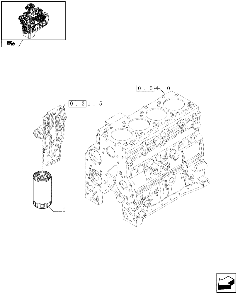 Схема запчастей Case IH F4GE9484A J601 - (0.30.2) - OIL FILTERS - ENGINE (504074042) 