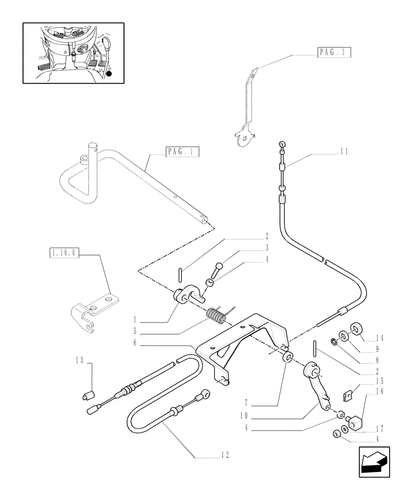 Схема запчастей Case IH JX1085C - (1.92.10/01[02]) - THROTTLE CONTROL LINKAGE - W/CAB (10) - OPERATORS PLATFORM/CAB