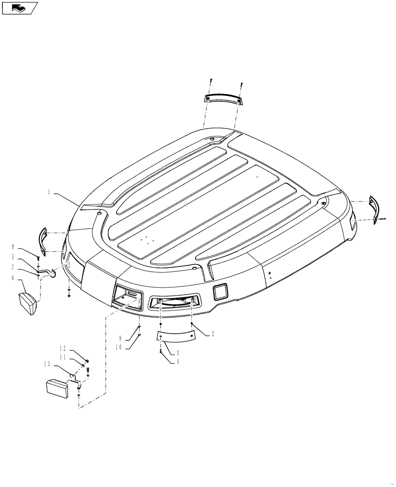 Схема запчастей Case IH 4420 - (02-005) - ROOF GROUP Cab Exterior