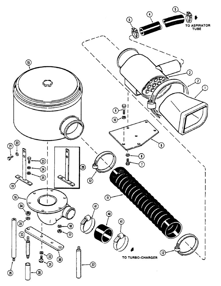 Схема запчастей Case IH 2670 - (016) - AIR INDUCTION SYSTEM, 504BDT INTERCOOLED DIESEL ENGINE (02) - ENGINE