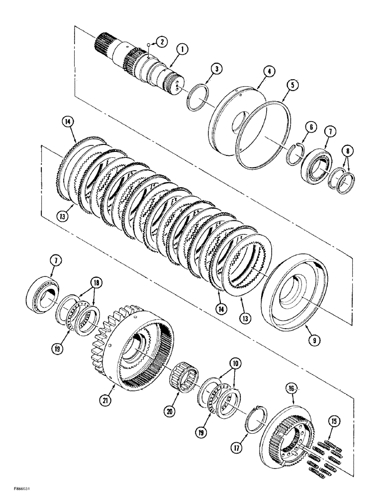 Схема запчастей Case IH 9370 QUADTRAC - (6-056) - PTO CLUTCH ASSEMBLY, CLUTCH PACK ASSEMBLY (06) - POWER TRAIN