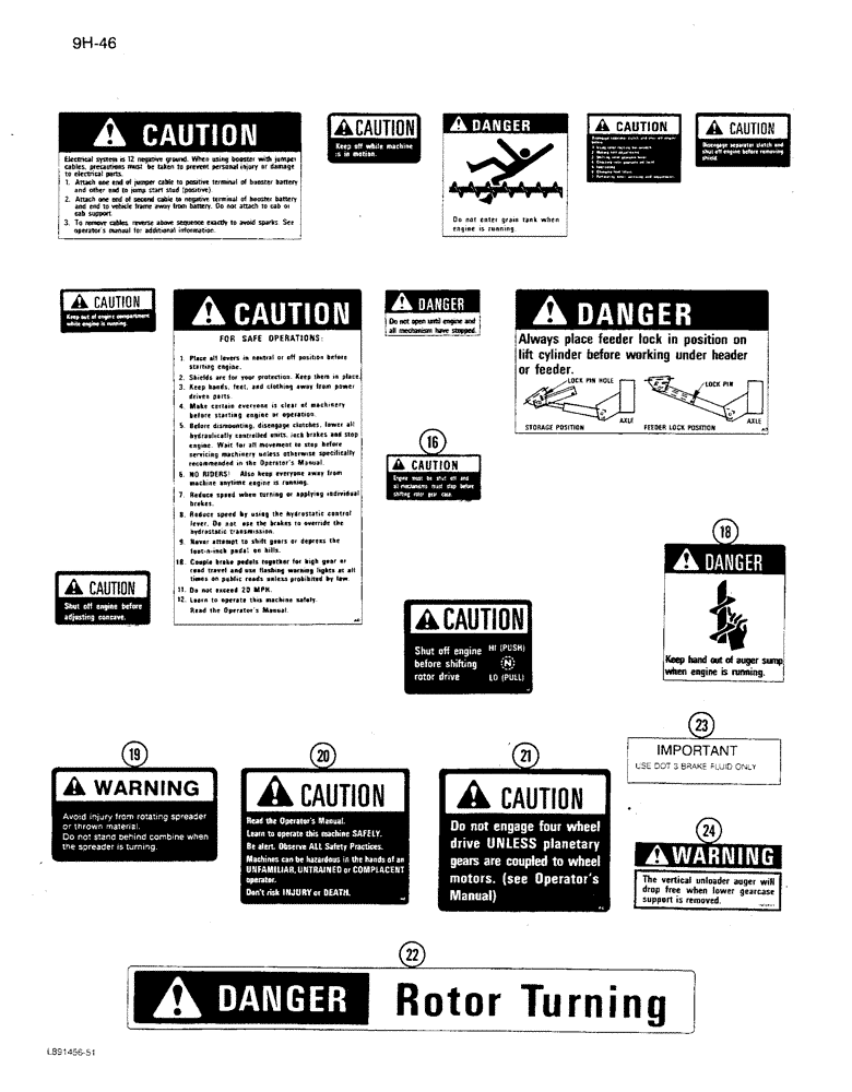 Схема запчастей Case IH 1680 - (9H-46) - DECALS, SAFETY (CONTD) (12) - CHASSIS