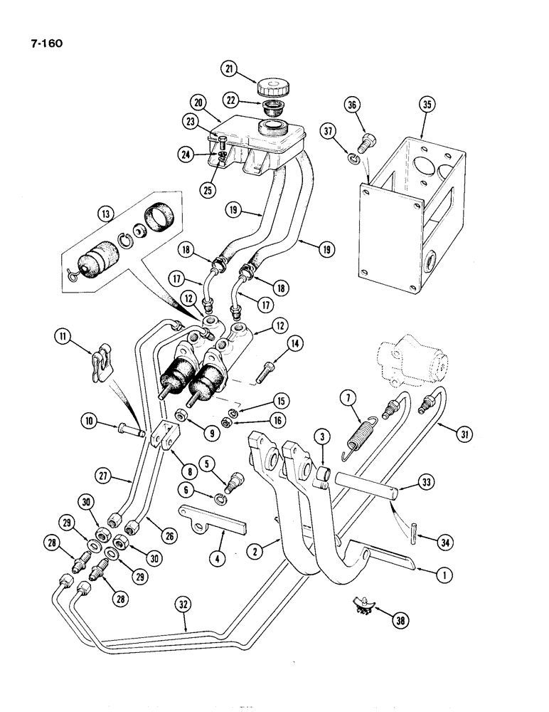 Схема запчастей Case IH 1194 - (7-160) - BRAKE PEDALS AND MASTER CYLINDERS, TRACTORS WITH CAB (07) - BRAKES