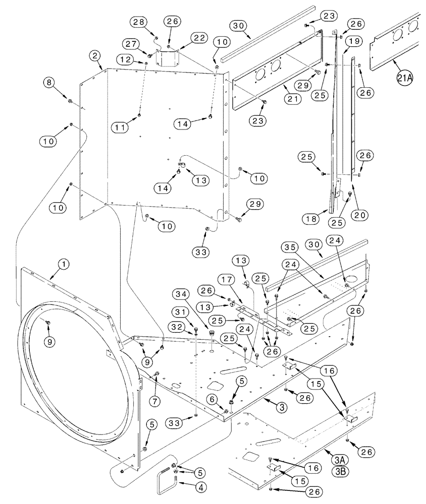 Схема запчастей Case IH 2388 - (02-12) - ROTARY AIR SCREEN CHUTE - LEFT HAND SIDE - BSN JJC0273000 (01) - ENGINE