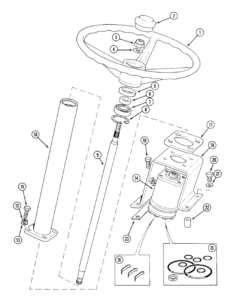 Схема запчастей Case IH 1394 - (5-108) - STEERING COLUMN AND VALVE, POWER STEERING, TRACTORS WITHOUT CAB (05) - STEERING