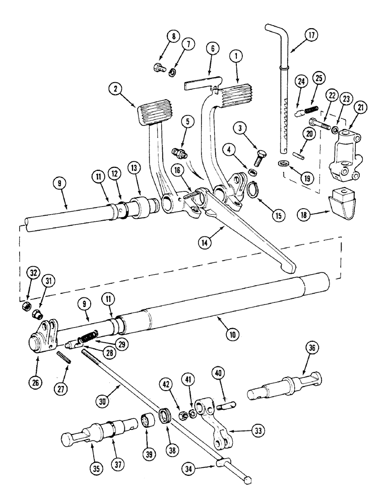 Схема запчастей Case IH 1294 - (7-198) - MECHANICAL BRAKING SYSTEM, TRACTORS WITHOUT CAB (07) - BRAKES