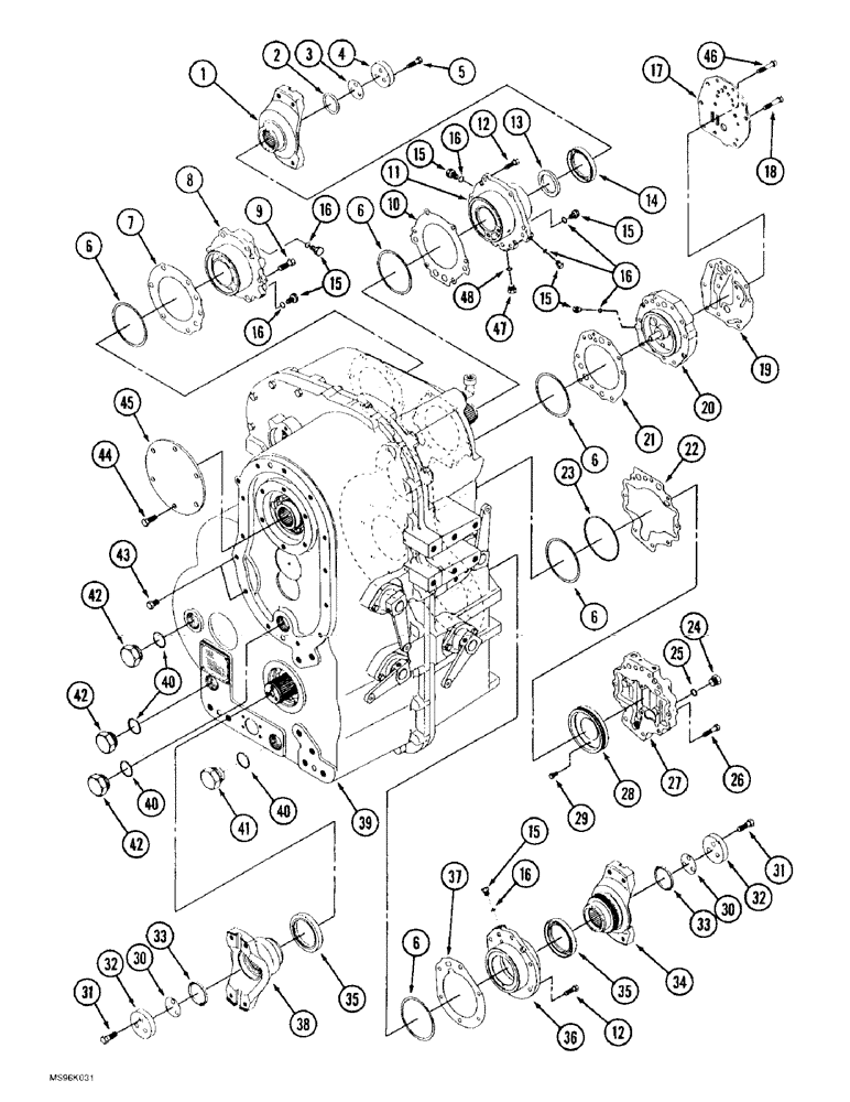 Схема запчастей Case IH 9380 - (6-066) - 24 SPEED SYNCHROSHIFT TRANSMISSION ASSEMBLY, PUMP MOUNTING, COVERS AND YOKES (06) - POWER TRAIN