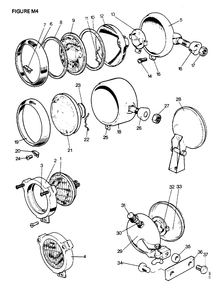 Схема запчастей Case IH 1410 - (M4-1) - ELECTRICAL EQUIPMENT, HEADLAMPS AND REAR FLOODLAMP (06) - ELECTRICAL SYSTEMS