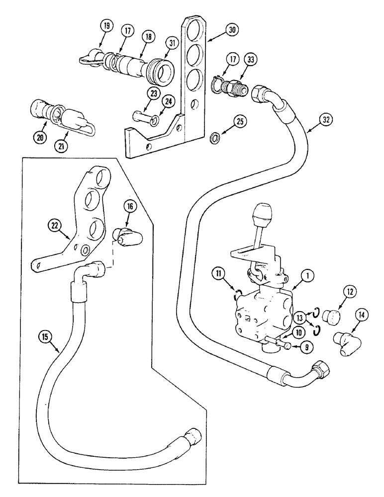 Схема запчастей Case IH 1494 - (8-320) - THREE-WAY VALVE ATTACHMENT, TRACTORS WITHOUT CAB, NOT NORTH AMERICA (08) - HYDRAULICS