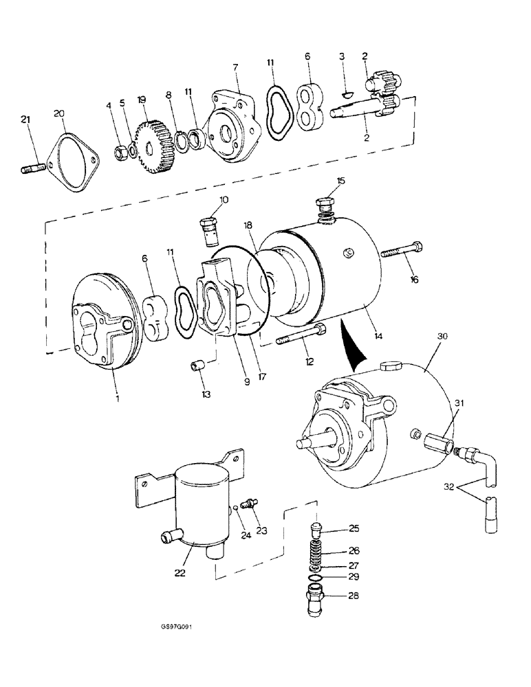 Схема запчастей Case IH 1212 - (5-18) - STEERING PUMP AND RESERVOIR (05) - STEERING