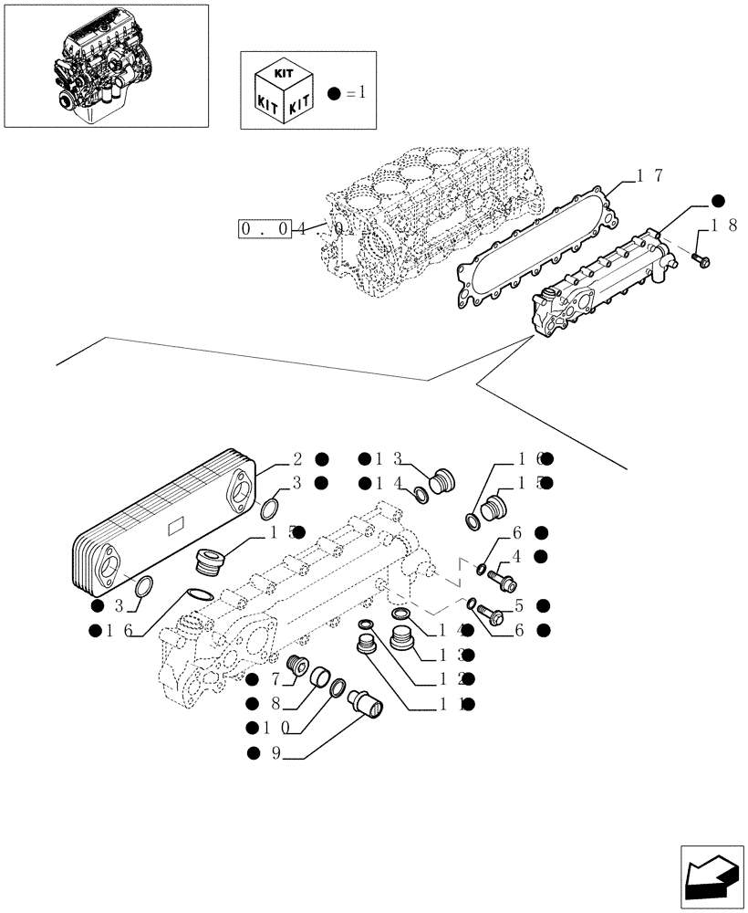 Схема запчастей Case IH F3BE0684E B003 - (0.31.0[01]) - HEAT EXCHANGER (504053844) 