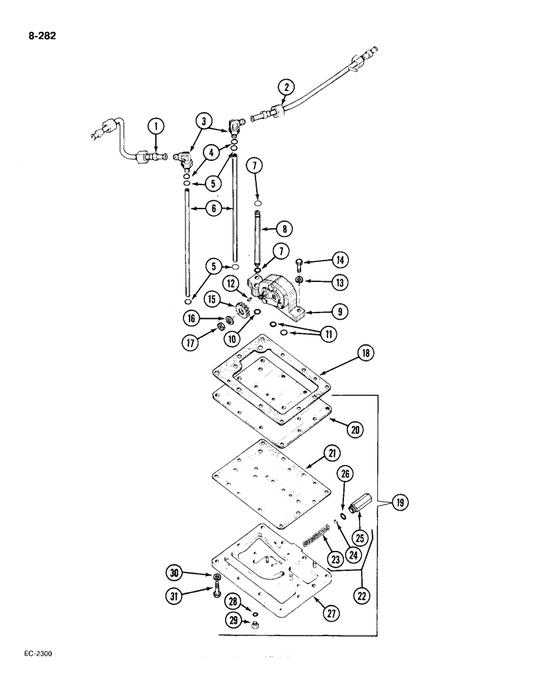 Схема запчастей Case IH 385 - (8-282) - HYD PUMP & CONNECTIONS, PRIOR TO P.I.N. 18001, TRACTORS & LOADERS W/FWD & REV, PRIOR TO P.I.N. 18001 (08) - HYDRAULICS