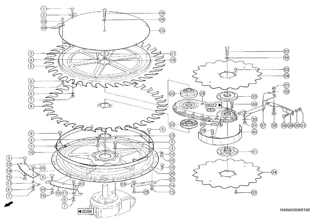 Схема запчастей Case IH RU450 - (0008) - INTAKE DISC, RIGHT (58) - ATTACHMENTS/HEADERS