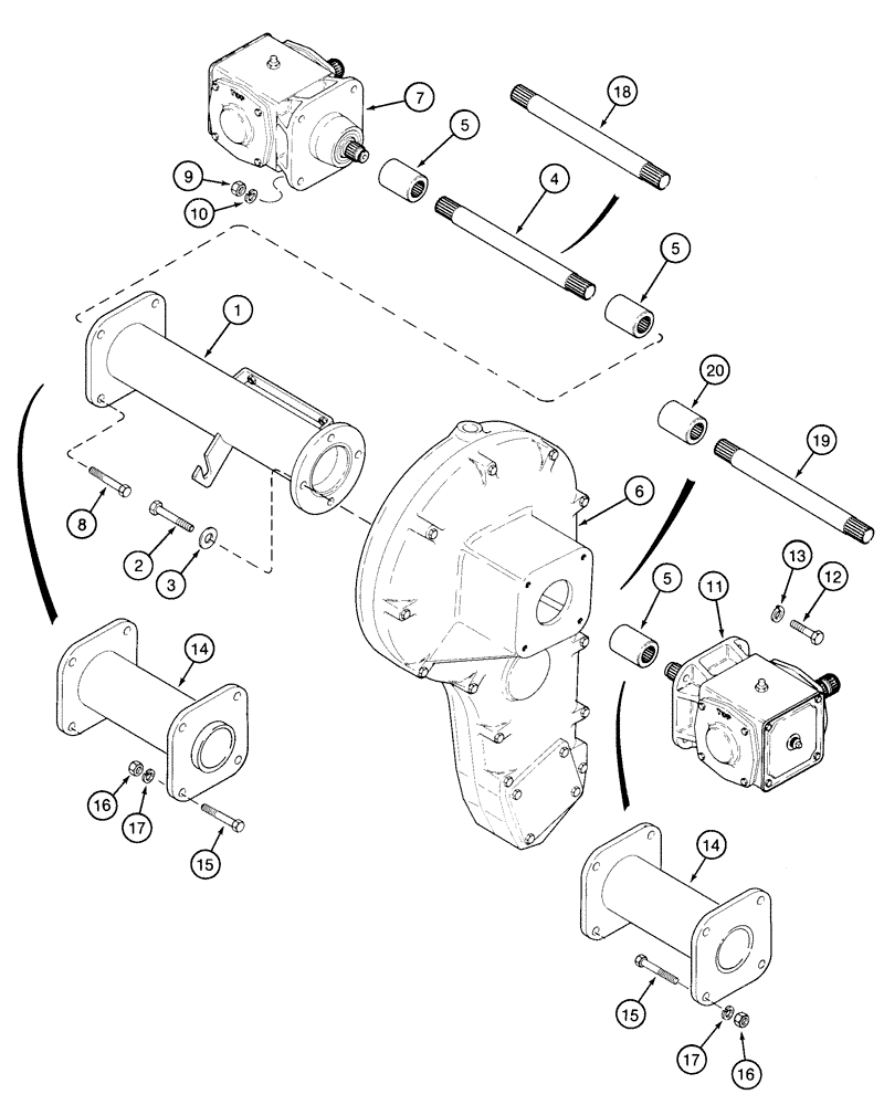 Схема запчастей Case IH 2155 - (9A-38) - DRUM DRIVE GEARBOX COUPLERS AND SUPPORT (13) - PICKING SYSTEM