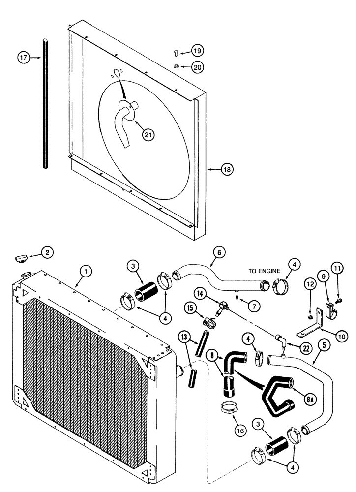 Схема запчастей Case IH 2155 - (2-02) - RADIATOR AND FAN SHROUD (01) - ENGINE