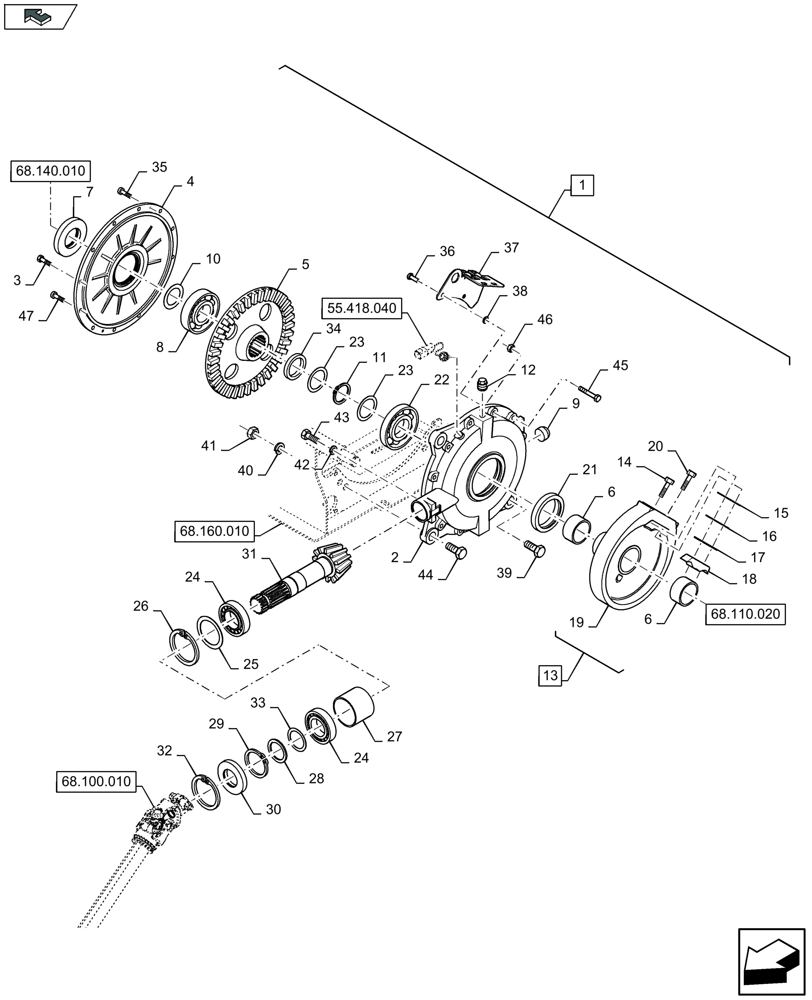 Схема запчастей Case IH LB334P - (68.110.010) - KNOTTER GEARBOX (68) - TYING/WRAPPING