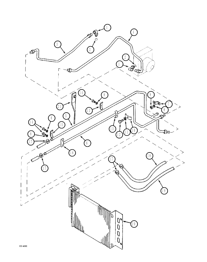 Схема запчастей Case IH 3220 - (8-004) - OIL COOLER SYSTEM, TRACTOR WITHOUT CAB (08) - HYDRAULICS