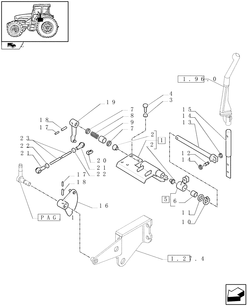 Схема запчастей Case IH FARMALL 85U - (1.29.0/01[03]) - 20X12 TRANSMISSION - REVERSER GEARSHIFT MECHANISM - LEVERS AND TIE-RODS (VAR.330113-331113) (03) - TRANSMISSION