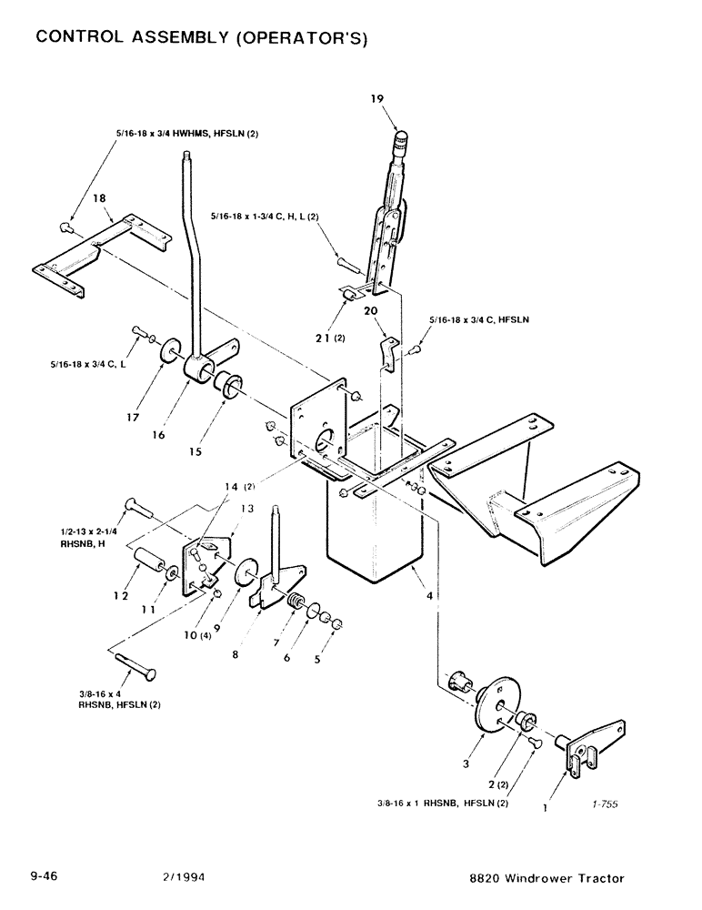 Схема запчастей Case IH 8820 - (9-46) - CONTROL ASSEMBLY, OPERATORS (09) - CHASSIS/ATTACHMENTS