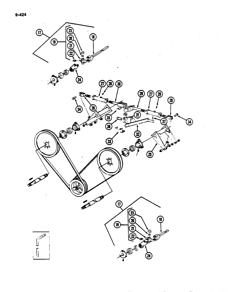 Схема запчастей Case IH 782 - (9-424) - AUXILIARY DRUM DRIVE (09) - CHASSIS ATTACHMENTS