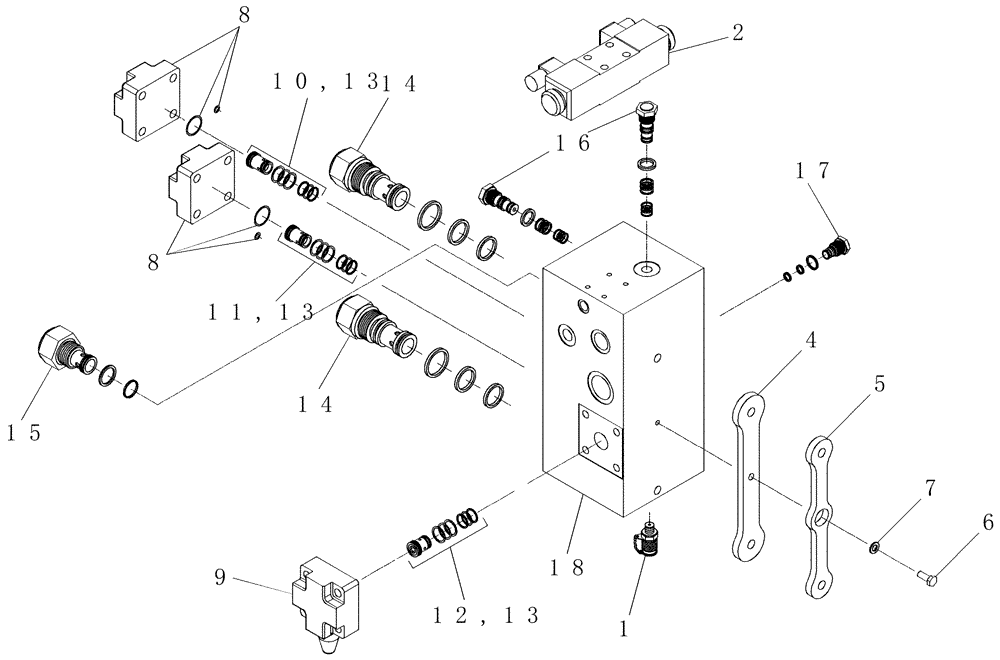 Схема запчастей Case IH 7700 - (B05.07[01]) - Hydraulic Valve {Basecutter} (35) - HYDRAULIC SYSTEMS