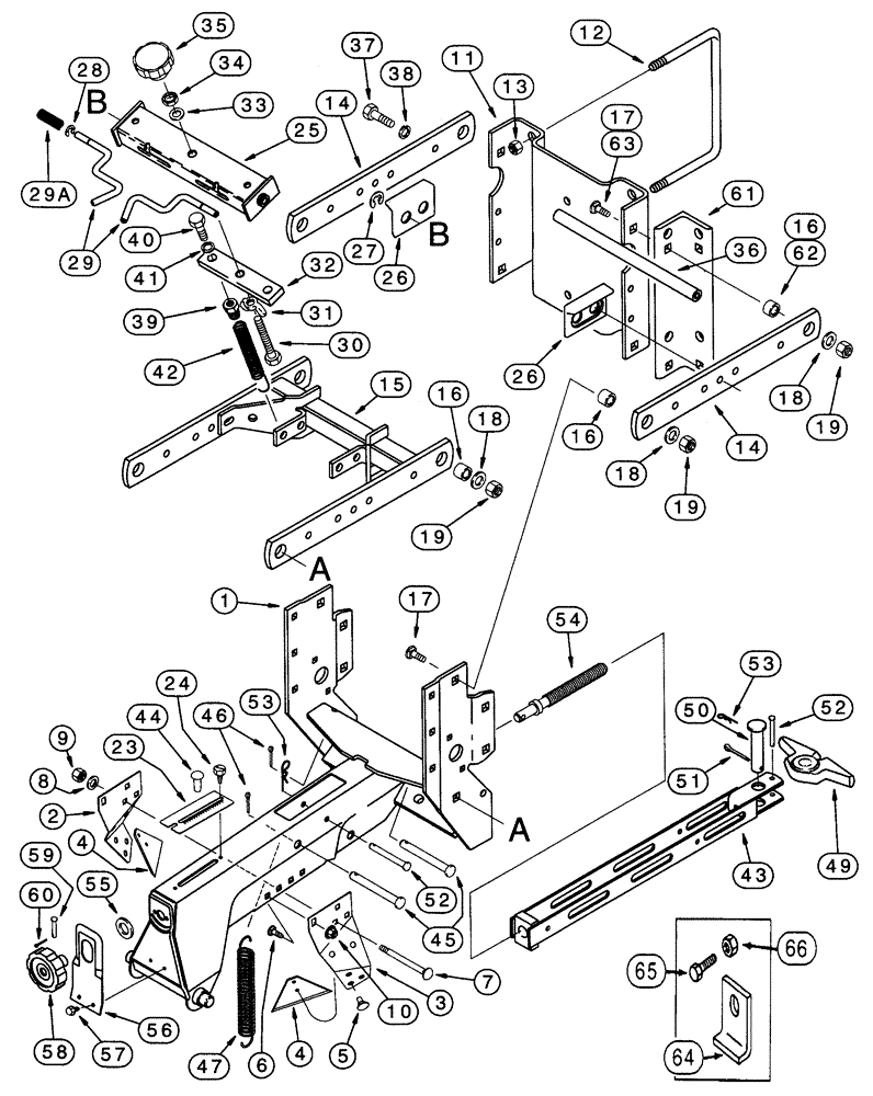 Схема запчастей Case IH 5500 - (9-36) - ROW UNIT FRAME - WITH QUICK ADJUST (09) - CHASSIS