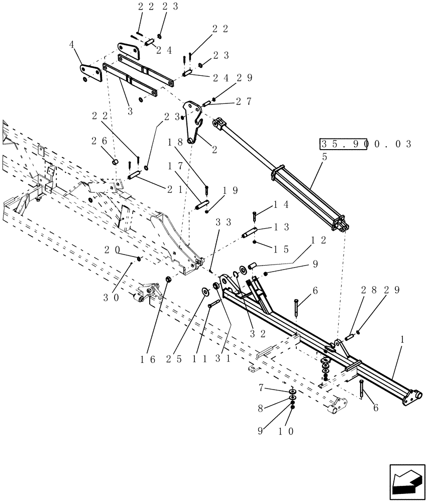 Схема запчастей Case IH 400 - (39.100.17) - 9 THREE SECTION OUTER WING (REAR) - 33 MODEL SHOWN (39) - FRAMES AND BALLASTING