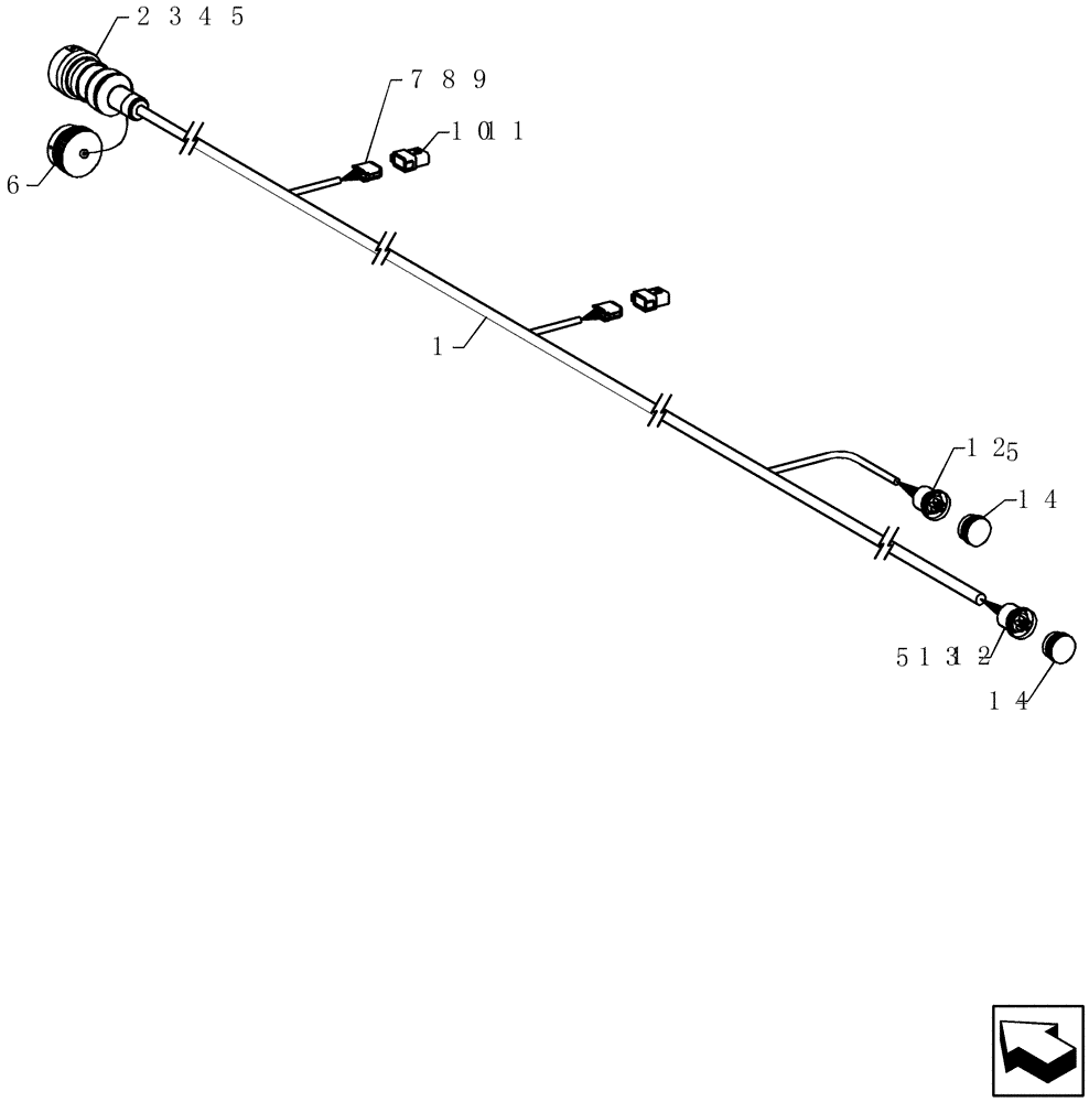 Схема запчастей Case IH 3380 - (55.100.08) - TOW BETWEEN SEED TOOL HARNESS (55) - ELECTRICAL SYSTEMS