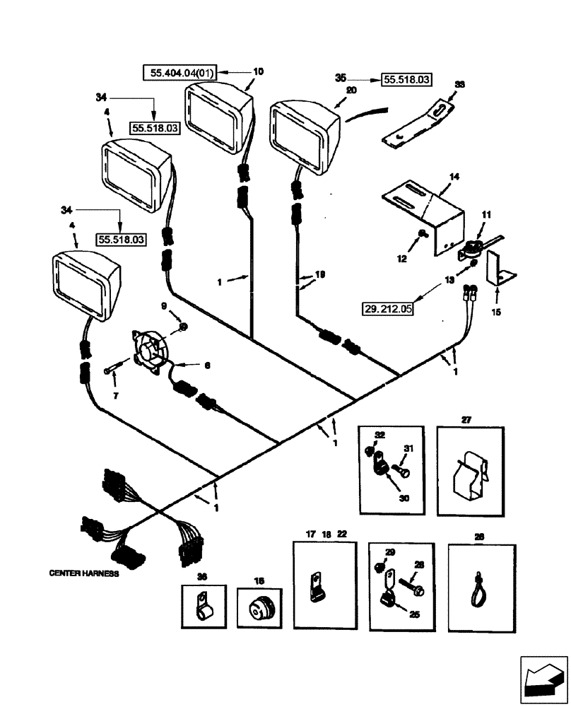 Схема запчастей Case IH 2577 - (55.404.26) - HARNESS - GRAIN TANK AND UNLOADER LAMP (55) - ELECTRICAL SYSTEMS