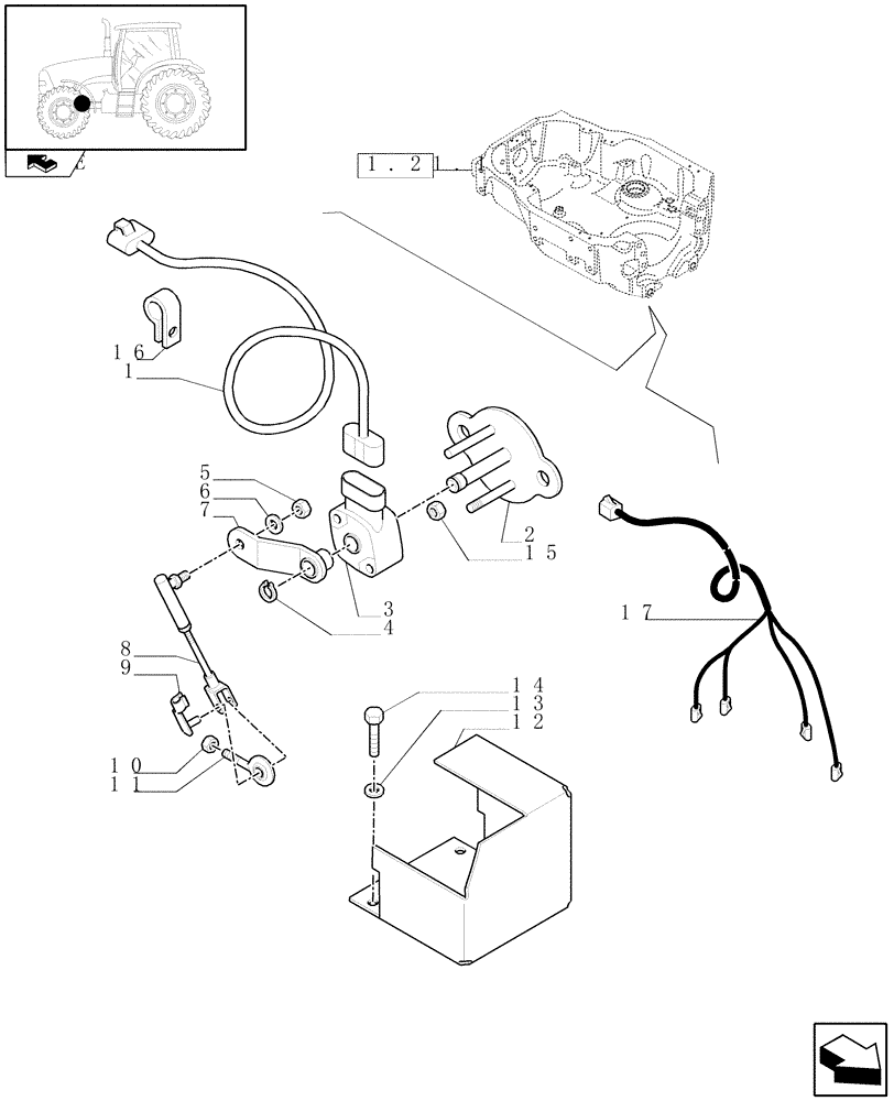 Схема запчастей Case IH PUMA 155 - (1.91.1/04) - SUSPENDED FRONT AXLE W/MULTI-PLATE DIFF. LOCK - SENSOR AND RELATED PARTS (VAR.330429-330430-330414-330427) (10) - OPERATORS PLATFORM/CAB