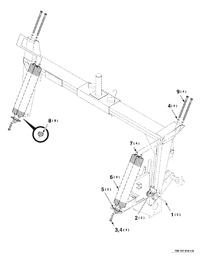 Схема запчастей Case IH 8312 - (7-16) - FLOTATION ASSEMBLY, UPPER (58) - ATTACHMENTS/HEADERS