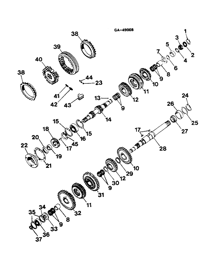 Схема запчастей Case IH 844S - (07-045) - GEARSHIFT TRANSMISSION, SYNCHRONIZER (04) - Drive Train