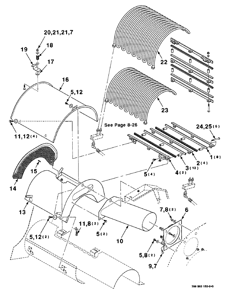 Схема запчастей Case IH 8750 - (8-28) - HYDRAULICS ASSEMBLY, WITH COOLER, CONTINUED (08) - HYDRAULICS